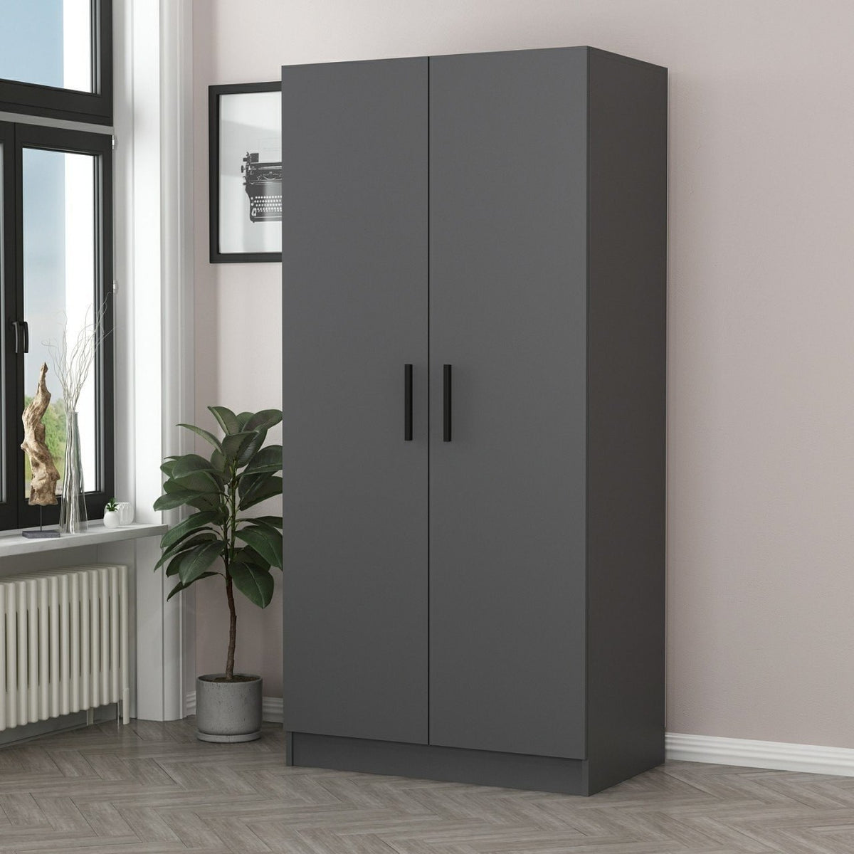 Ντουλάπα Ithaki Ανθρακί 90x52x210 εκ. Μελαμίνης Κωδ. 2159