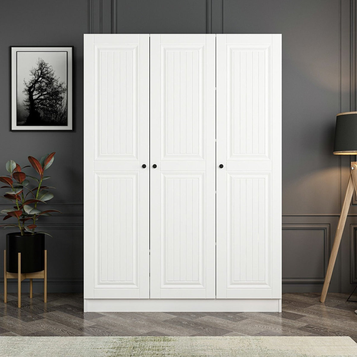 Ντουλάπα Ithaki Λευκό 135x52x210 εκ. Μελαμίνης Κωδ. 2258 - Pakobazaar
