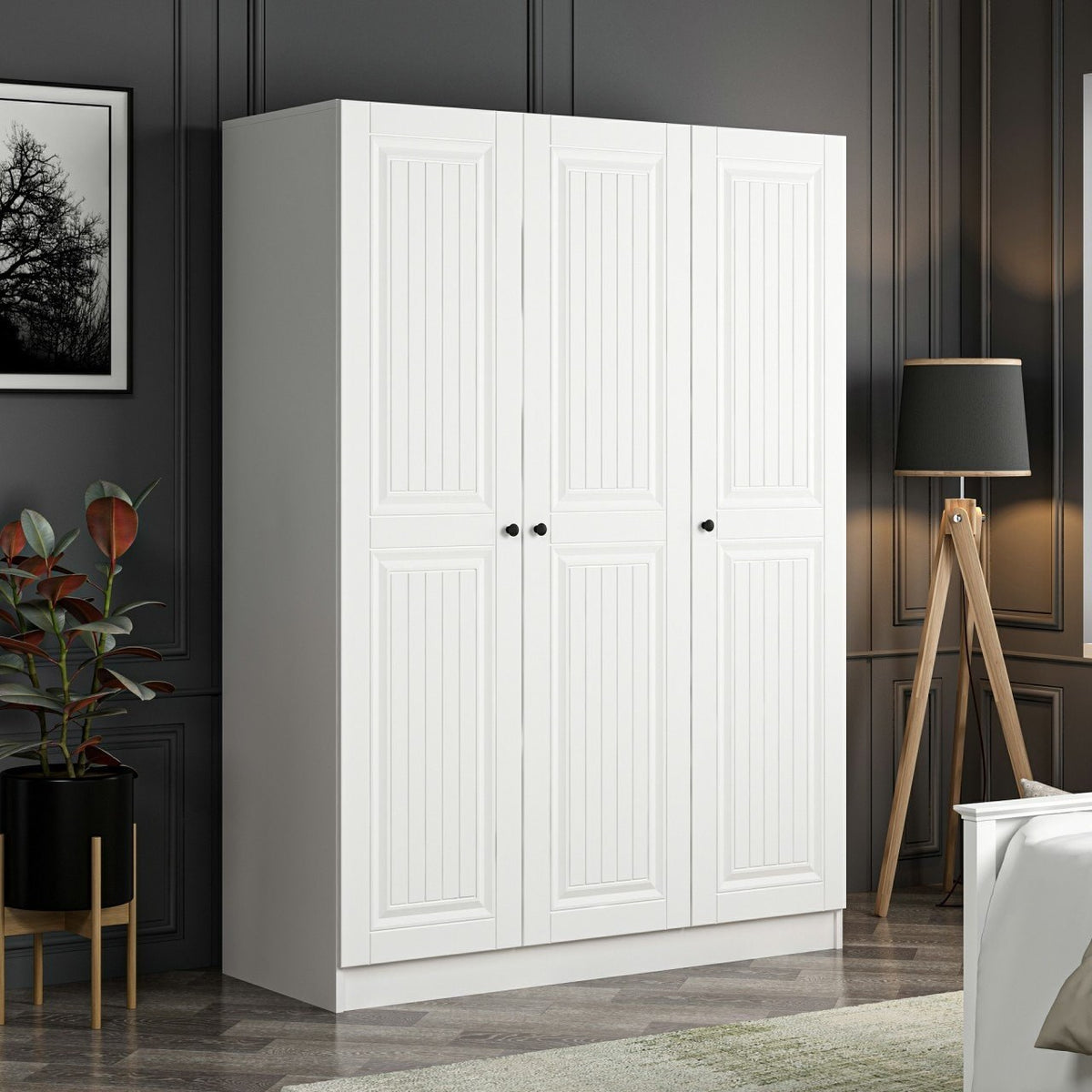 Ντουλάπα Ithaki Λευκό 135x52x210 εκ. Μελαμίνης Κωδ. 2258 - Pakobazaar