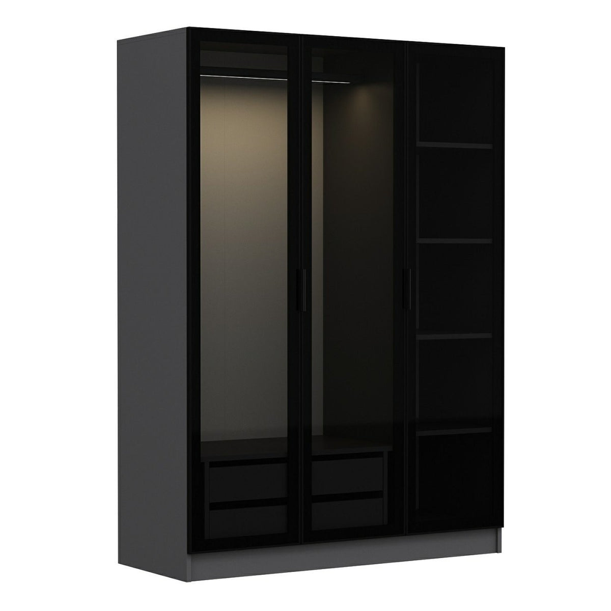 Ντουλάπα Ithaki Ανθρακί - Μαύρο 135x52x210 εκ. Μελαμίνης