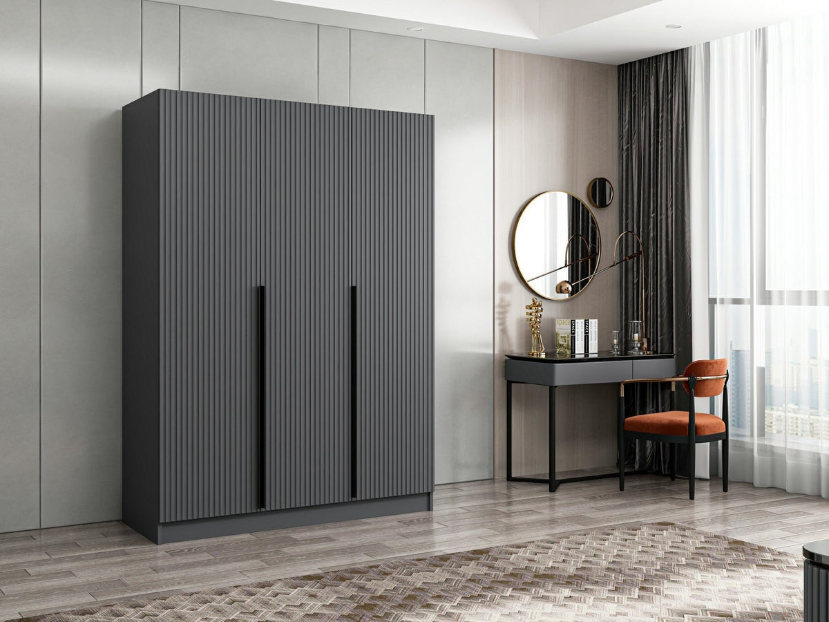 Ντουλάπα Ithaki Ανθρακί 135x52x210 εκ. Μελαμίνης Κωδ. 2287 - Pakobazaar