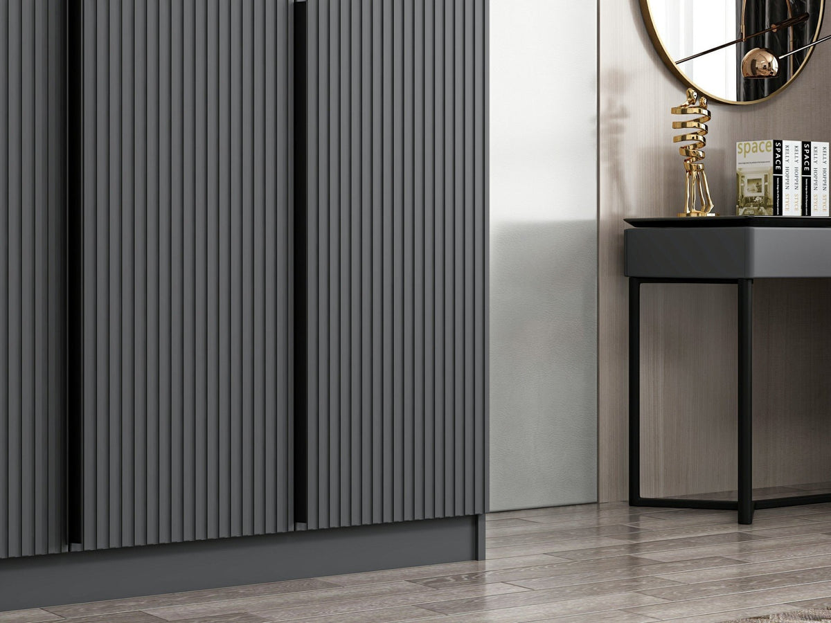 Ντουλάπα Ithaki Ανθρακί 135x52x210 εκ. Μελαμίνης Κωδ. 2287 - Pakobazaar