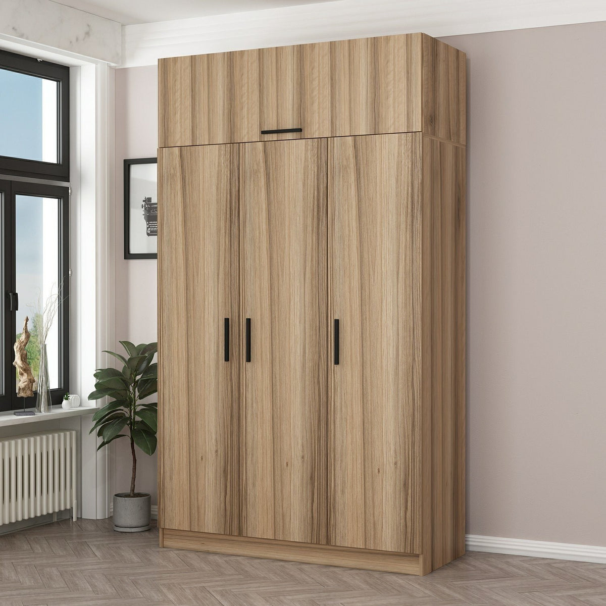 Ντουλάπα Nisou Χρυσό 135x52x235 εκ. Μελαμίνης - Pakobazaar