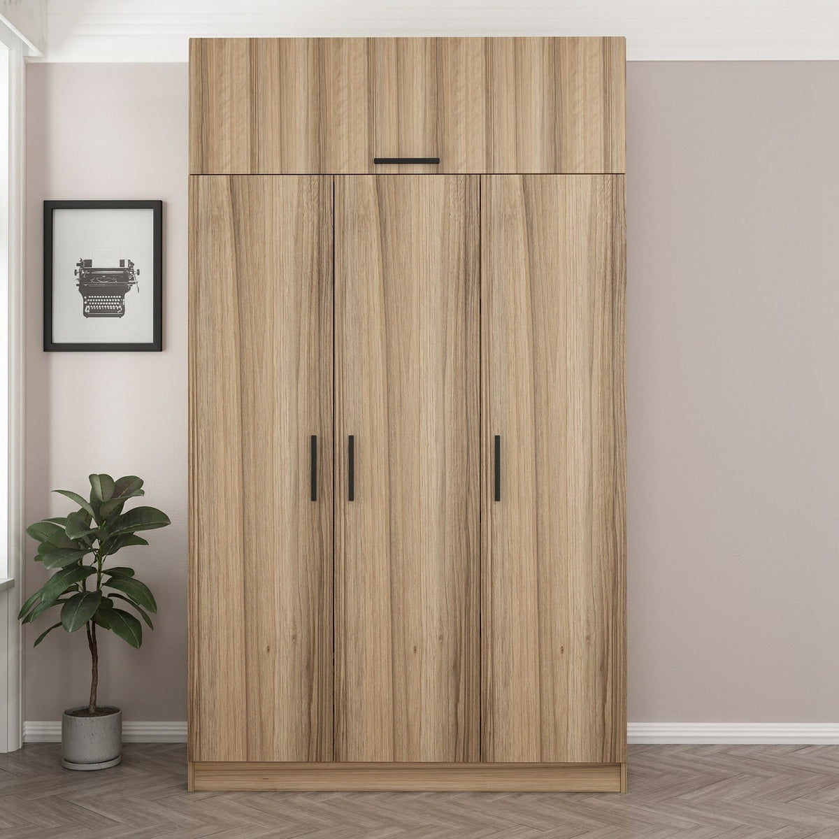 Ντουλάπα Nisou Χρυσό 135x52x235 εκ. Μελαμίνης - Pakobazaar
