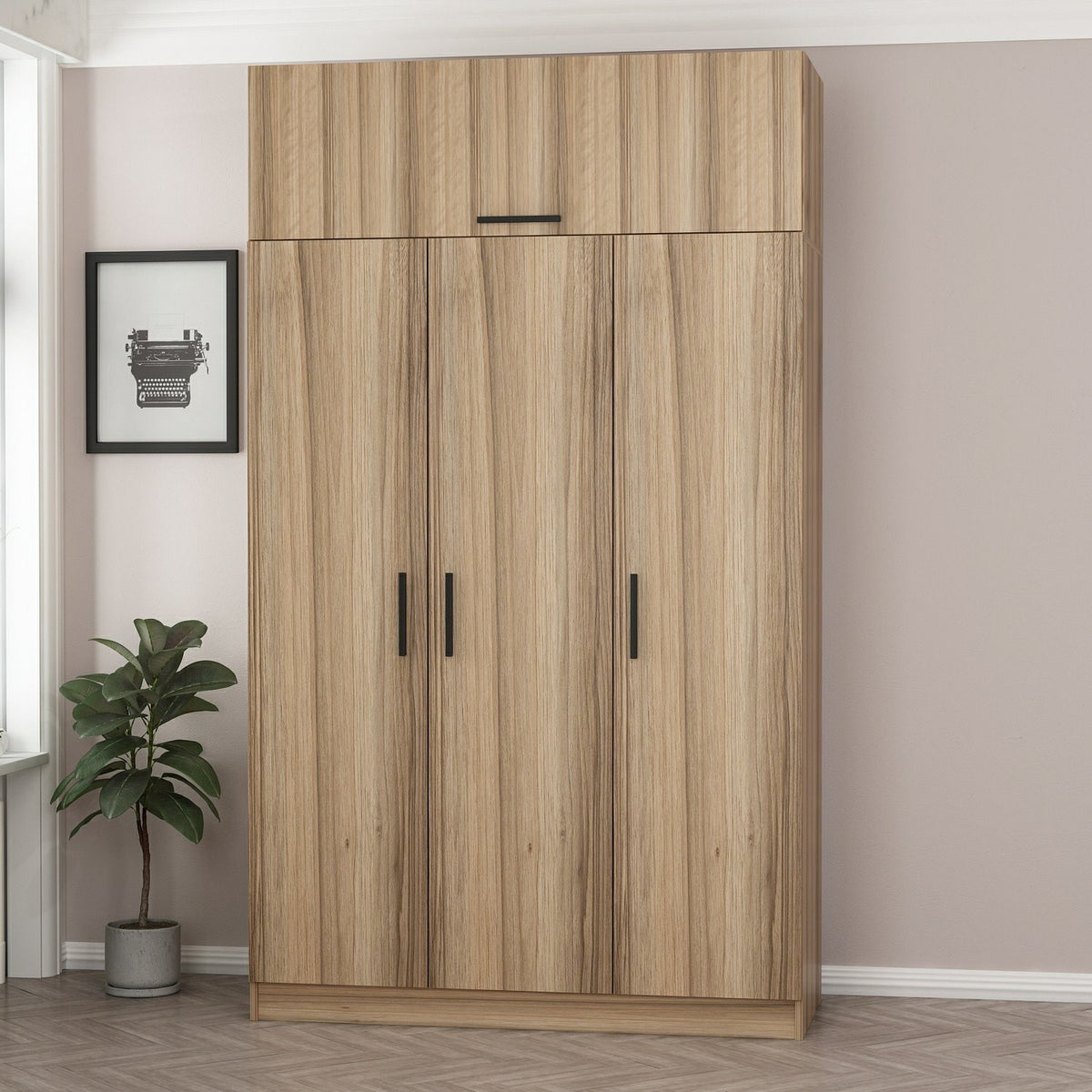 Ντουλάπα Nisou Χρυσό 135x52x235 εκ. Μελαμίνης - Pakobazaar