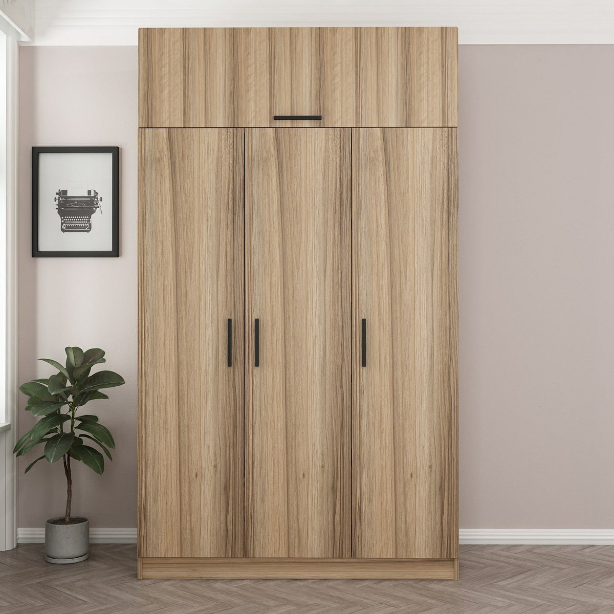 Ντουλάπα Nisou Χρυσό 135x52x255 εκ. Μελαμίνης - Pakobazaar