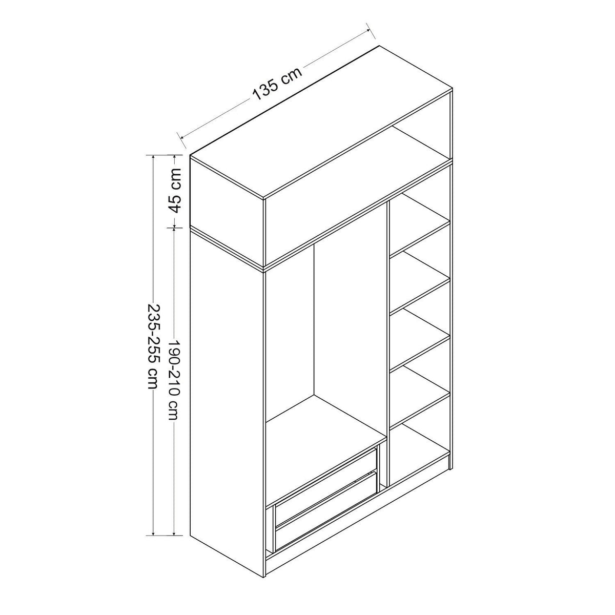 Ντουλάπα Nisou Χρυσό 135x52x255 εκ. Μελαμίνης - Pakobazaar