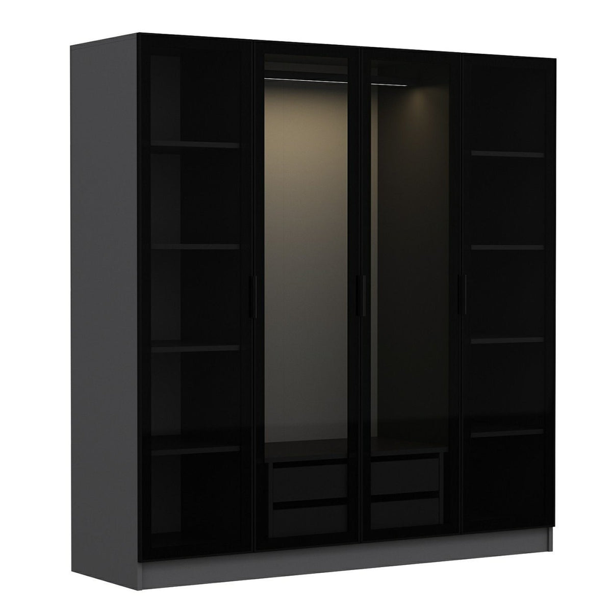 Ντουλάπα Ithaki Ανθρακί - Μαύρο 180x52x210 εκ. Μελαμίνης