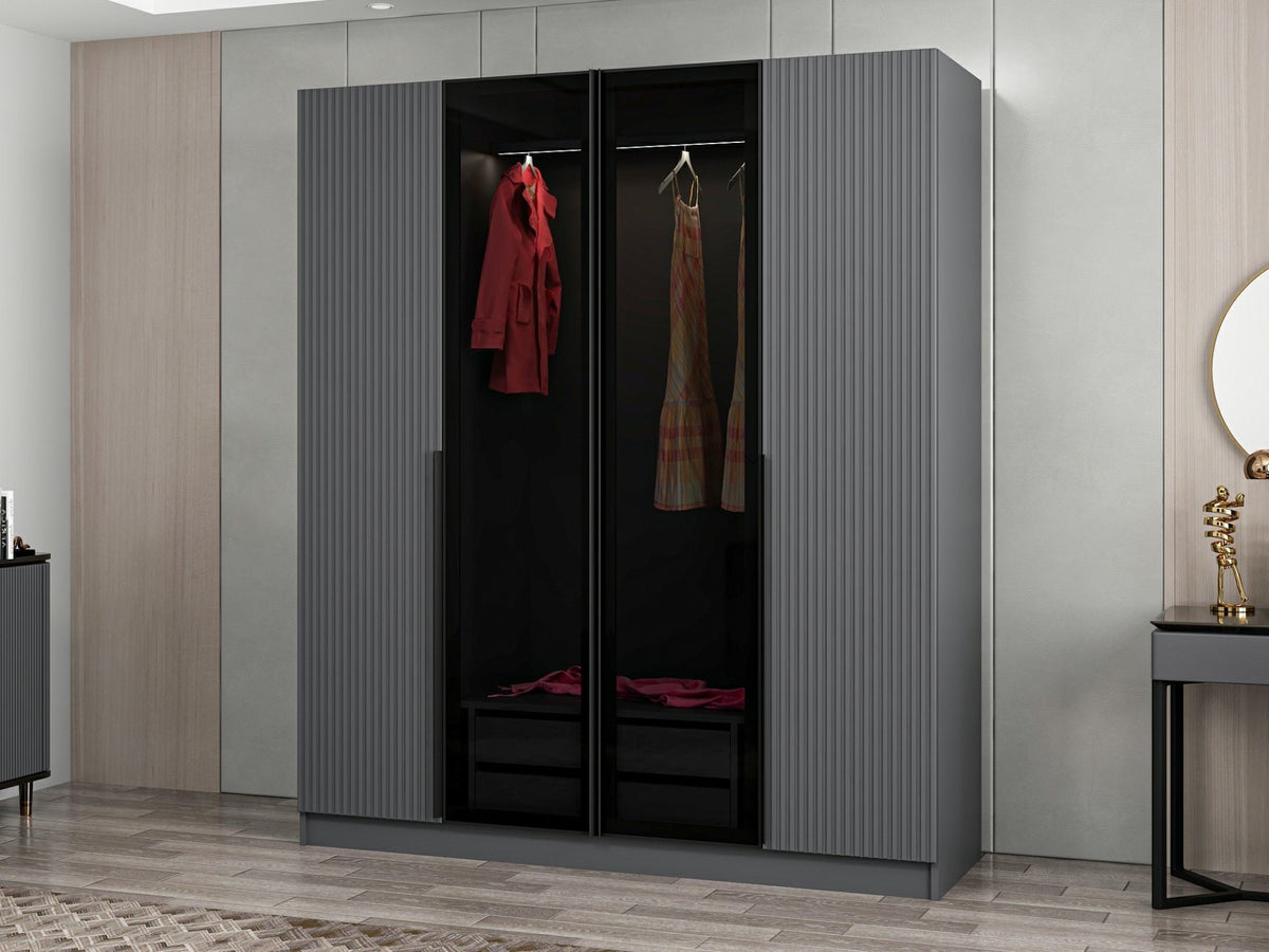 Ντουλάπα Ithaki Ανθρακί - Σκούρο Γκρι 180x52x210 εκ. Μελαμίνης