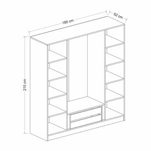 Ντουλάπα Ithaki Ανθρακί - Σκούρο Γκρι 180x52x210 εκ. Μελαμίνης