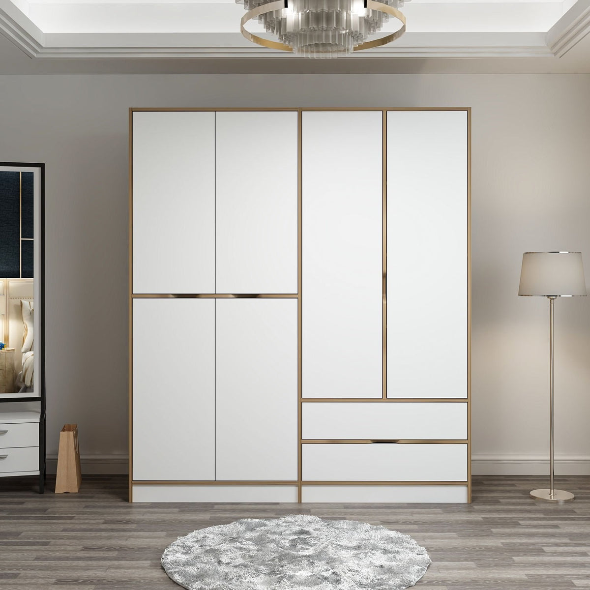 Ντουλάπα Mathraki Χρυσό 185x52x208 εκ. Μελαμίνης