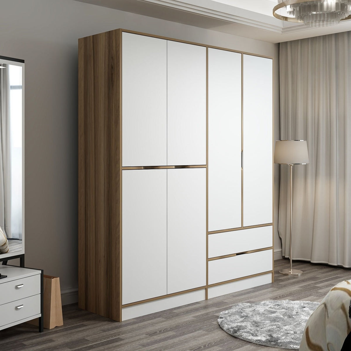 Ντουλάπα Mathraki Χρυσό 185x52x208 εκ. Μελαμίνης