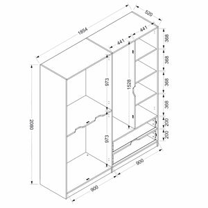 Ντουλάπα Mathraki Χρυσό 185x52x208 εκ. Μελαμίνης
