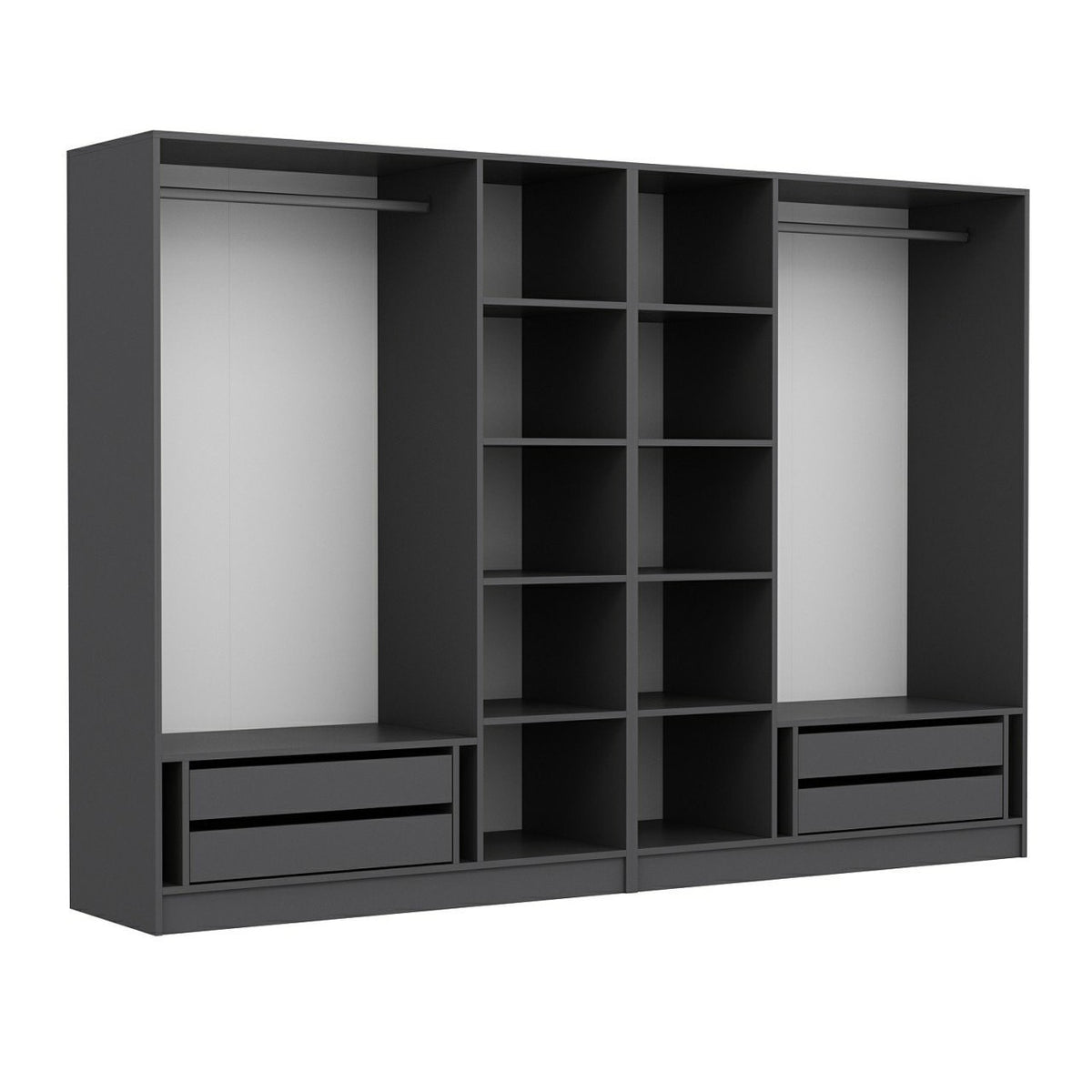 Ντουλάπα Ithaki Ανθρακί 270x52x190 εκ. Μελαμίνης