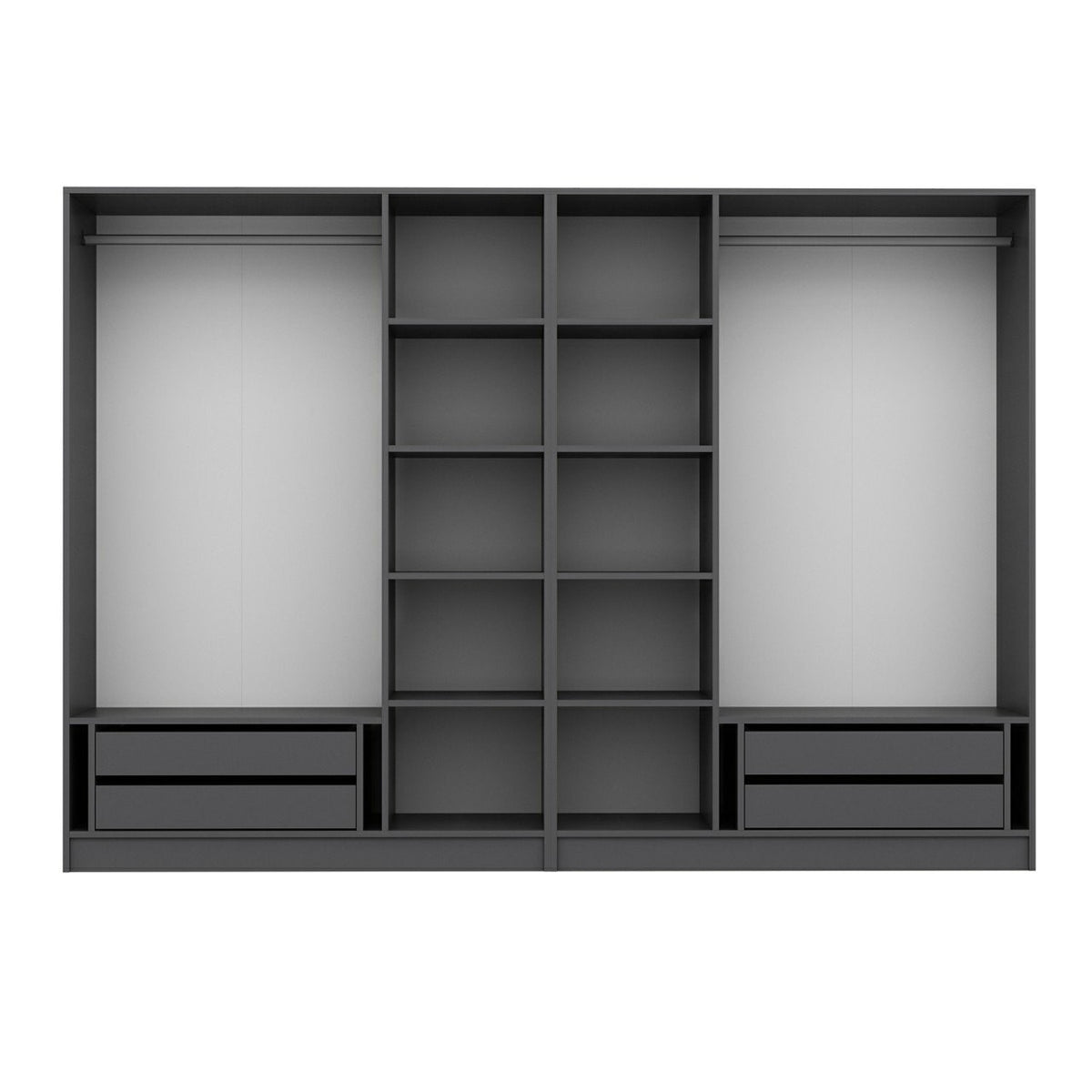 Ντουλάπα Ithaki Ανθρακί 270x52x190 εκ. Μελαμίνης