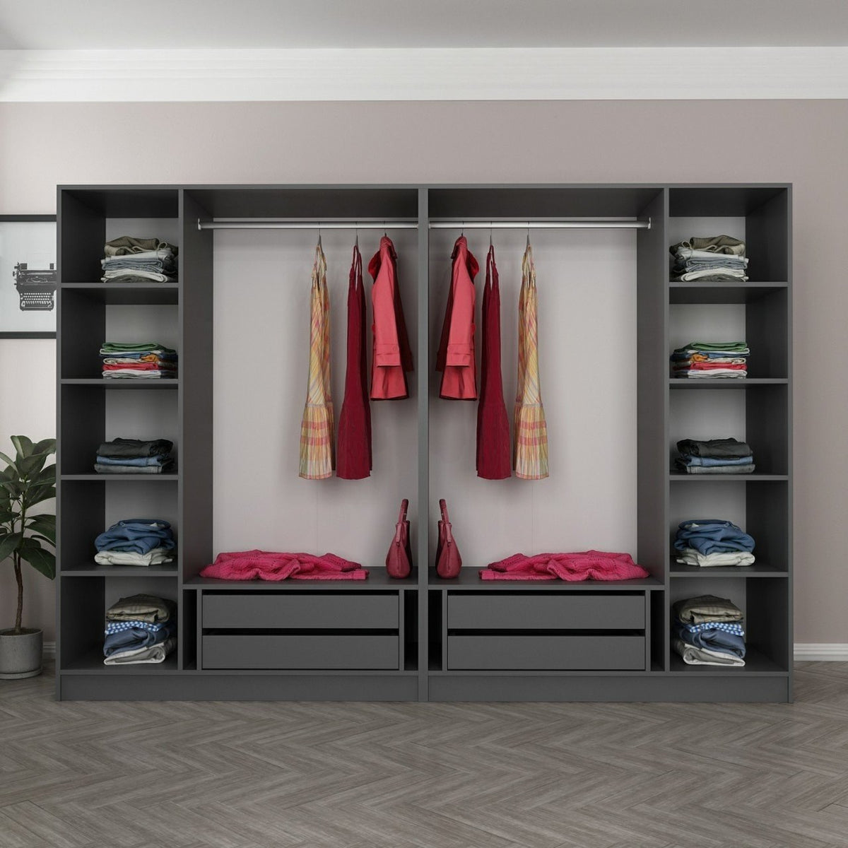 Ντουλάπα Ithaki Ανθρακί 270x52x210 εκ. Μελαμίνης Κωδ. 5044
