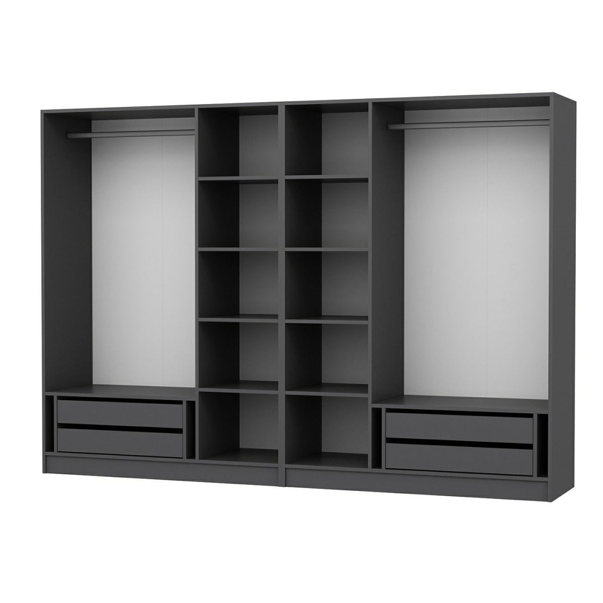 Ντουλάπα Ithaki Ανθρακί 270x52x210 εκ. Μελαμίνης Κωδ. 5044