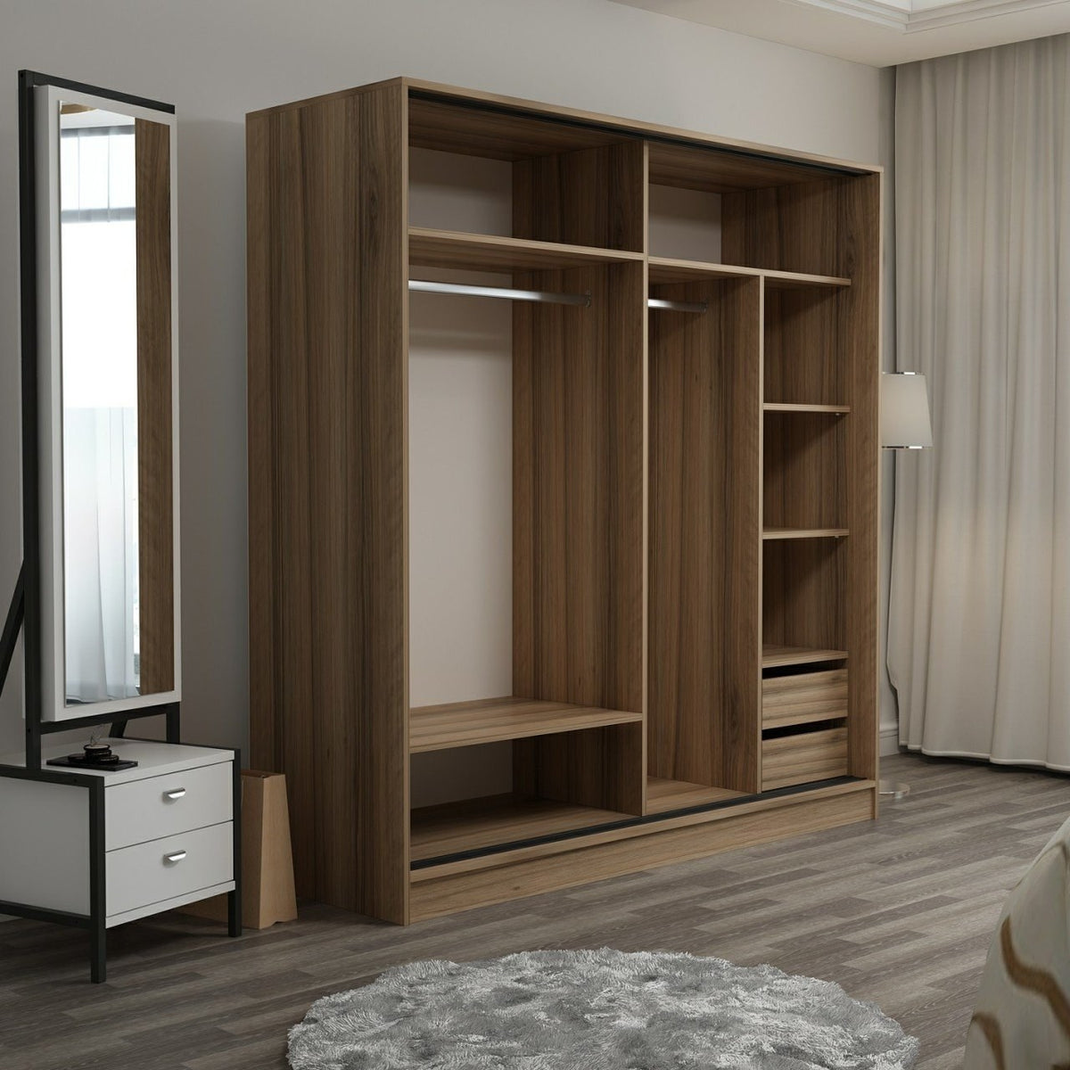 Ντουλάπα Ithaki Χρυσό - Ανθρακί 180x60x190 εκ. Μελαμίνης