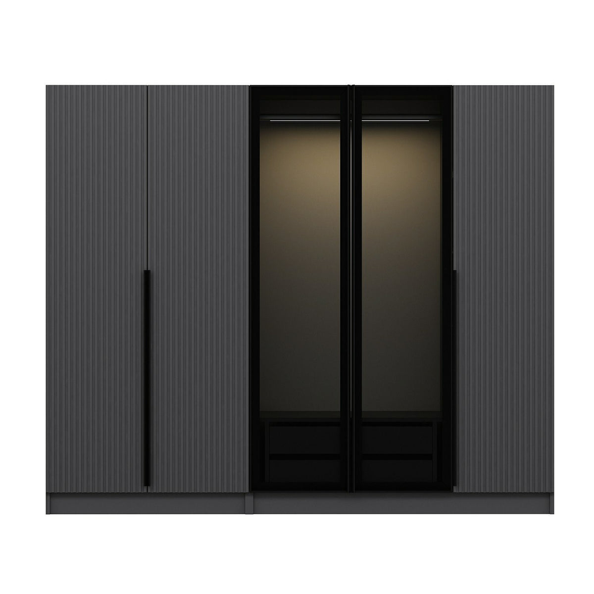 Ντουλάπα Ithaki Ανθρακί - Σκούρο Γκρι 225x52x210 εκ. Μελαμίνης