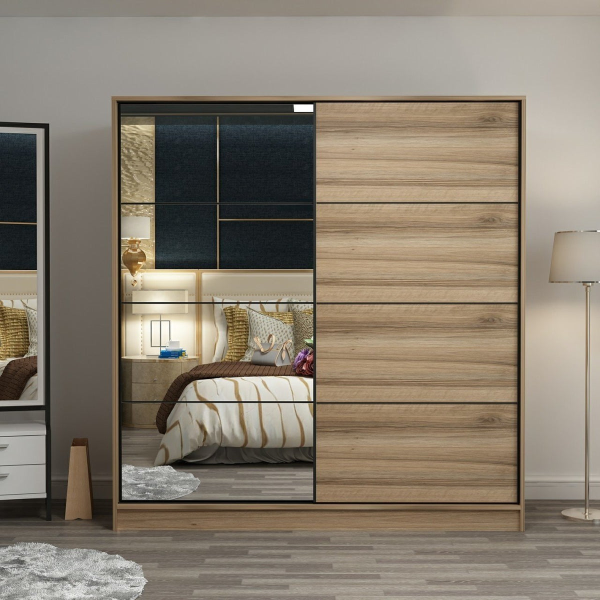Ντουλάπα Ithaki Χρυσό 180x60x190 εκ. Μελαμίνης - Pakobazaar