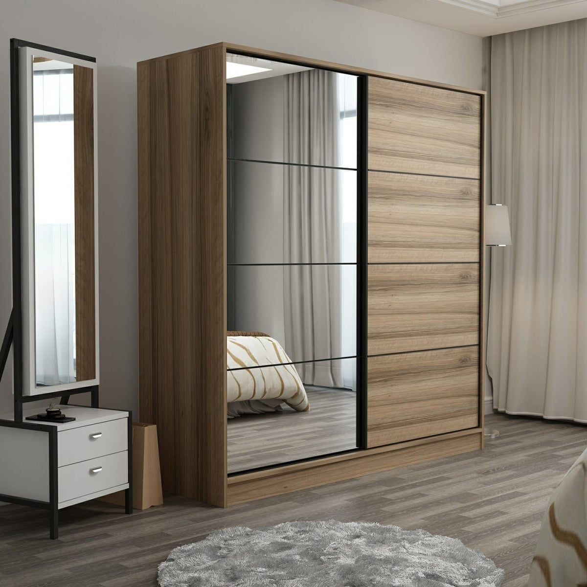 Ντουλάπα Ithaki Χρυσό 180x60x190 εκ. Μελαμίνης - Pakobazaar