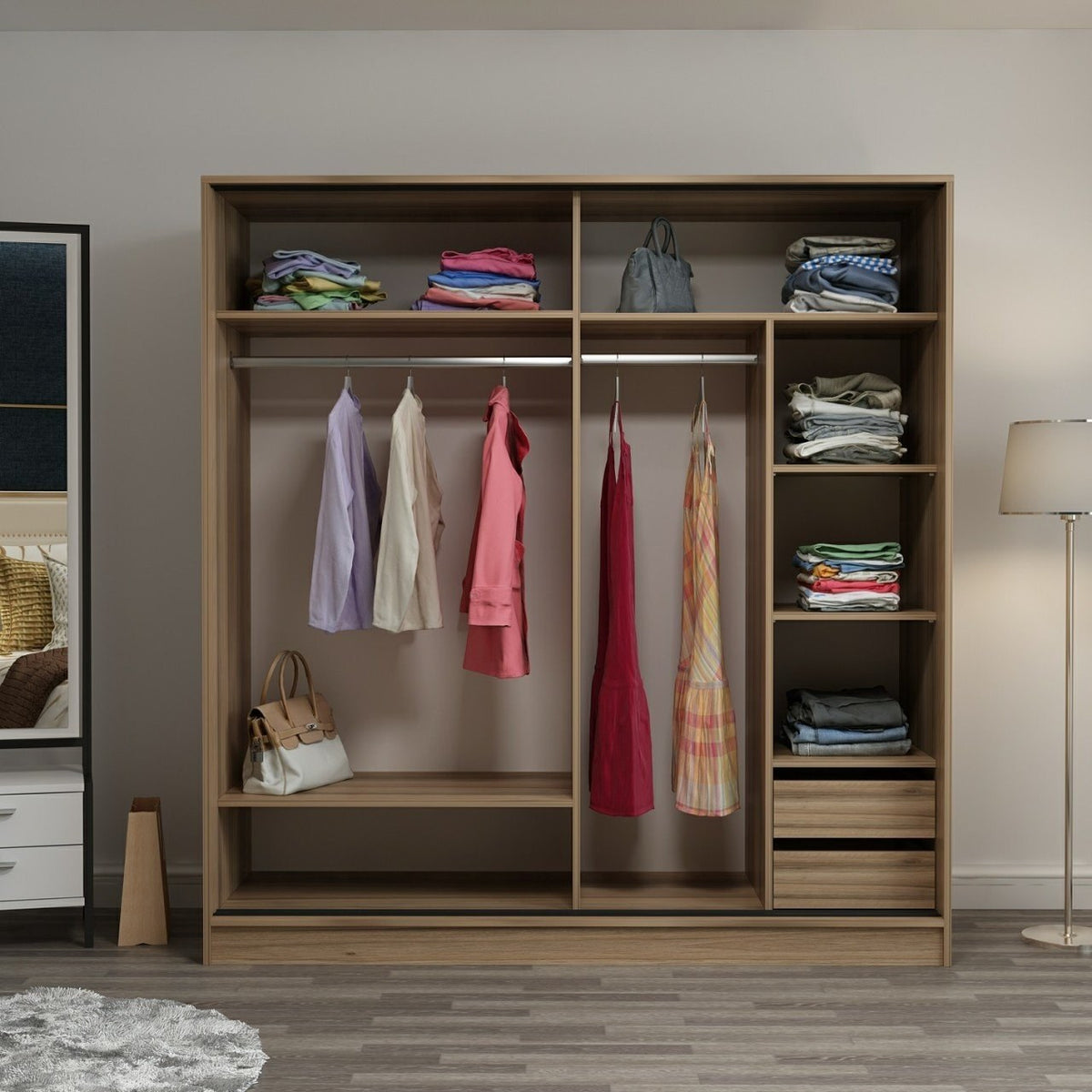 Ντουλάπα Ithaki Χρυσό 180x60x190 εκ. Μελαμίνης - Pakobazaar