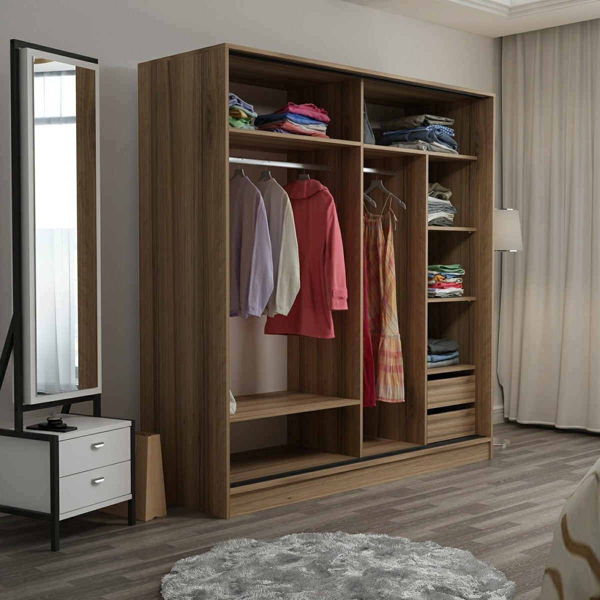 Ντουλάπα Ithaki Χρυσό 180x60x190 εκ. Μελαμίνης - Pakobazaar