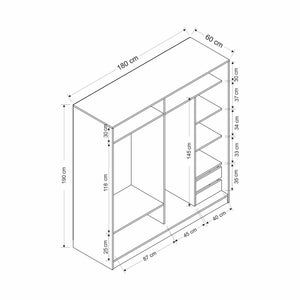 Ντουλάπα Ithaki Χρυσό 180x60x190 εκ. Μελαμίνης - Pakobazaar