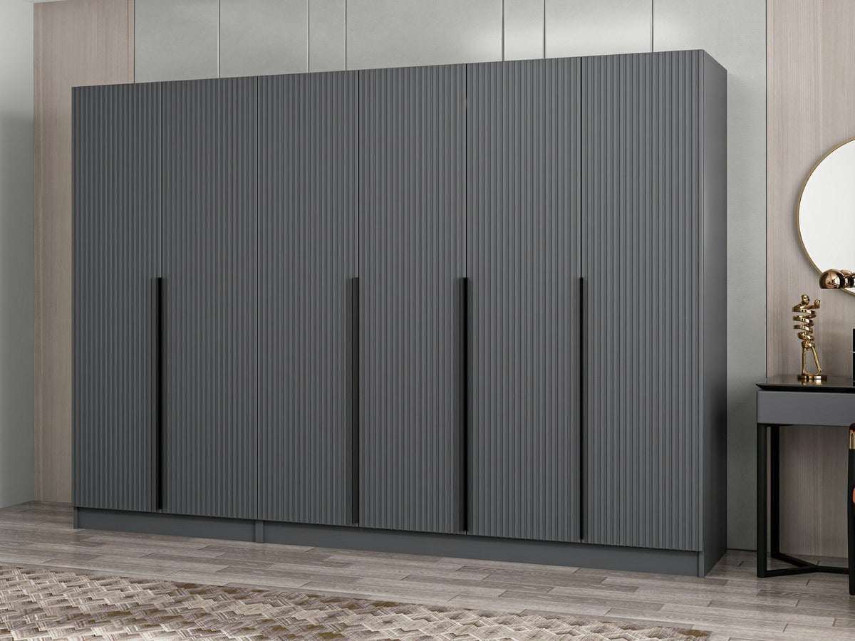 Ντουλάπα Ithaki Ανθρακί 270x52x210 εκ. Μελαμίνης Κωδ. 2758 - Pakobazaar