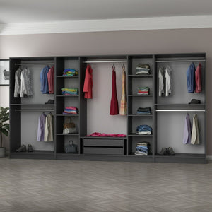 Ντουλάπα Ithaki Ανθρακί 360x52x190 εκ. Μελαμίνης Κωδ. 4943