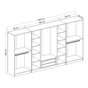 Ντουλάπα Ithaki Ανθρακί 360x52x190 εκ. Μελαμίνης Κωδ. 4943