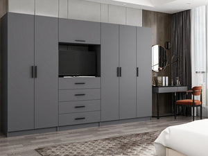 Ντουλάπα Ithaki Ανθρακί 315x52x210 εκ. Μελαμίνης Κωδ. 7829