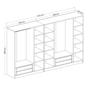 Ντουλάπα Ithaki Λευκό 315x52x210 εκ. Μελαμίνης Κωδ. 3809