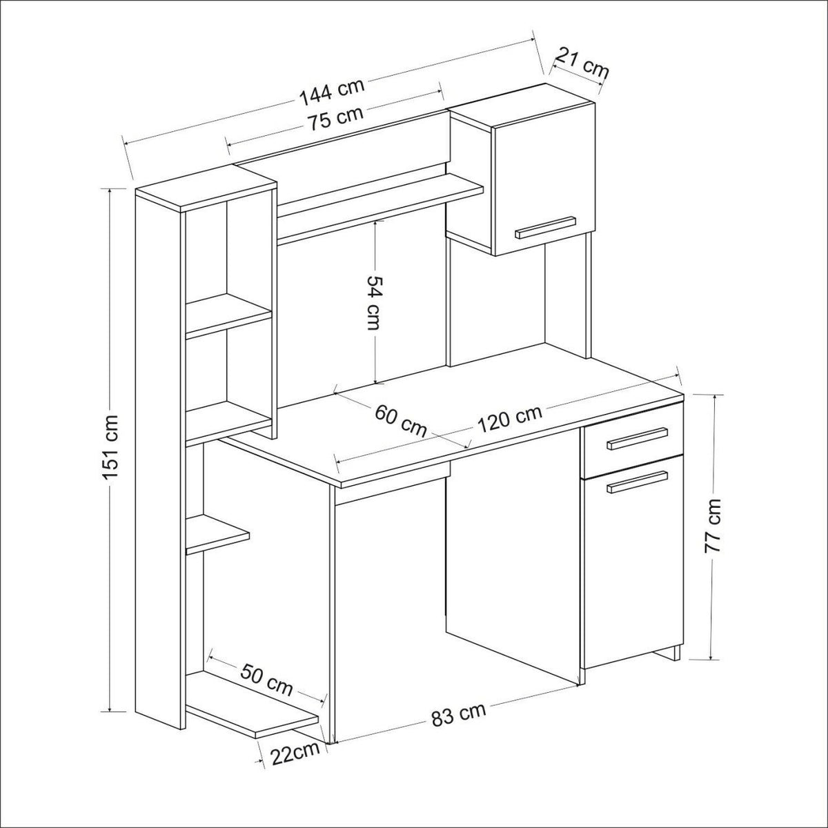 Γραφείο Loutra Λευκό 120x60x151 εκ. Μελαμίνης