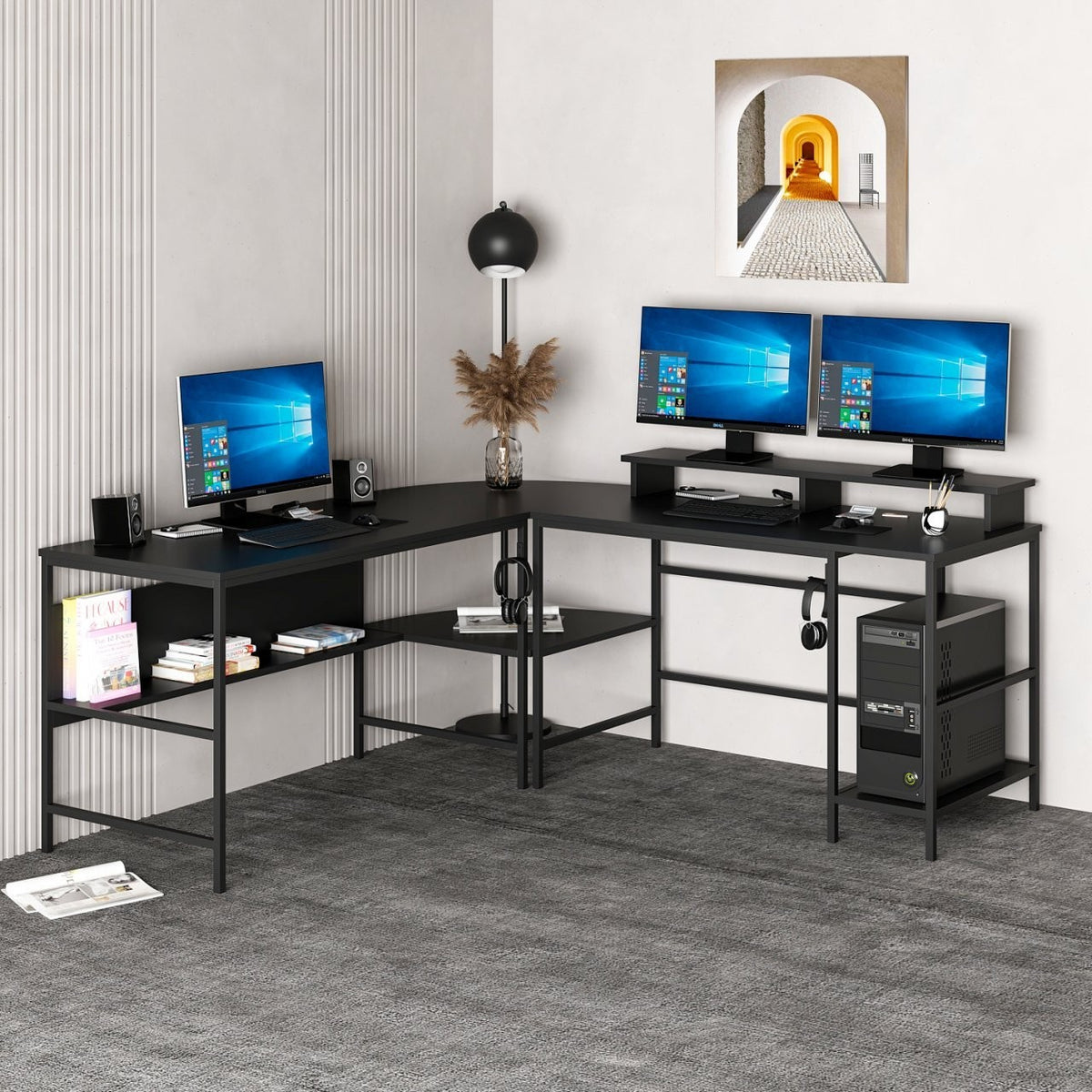 Γραφείο Geri Μαύρο 180x60x74 εκ. Μελαμίνης Κωδ. 7042 - Pakobazaar