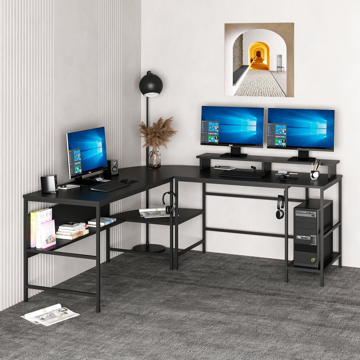 Γραφείο Geri Μαύρο 180x60x74 εκ. Μελαμίνης Κωδ. 7042 - Pakobazaar