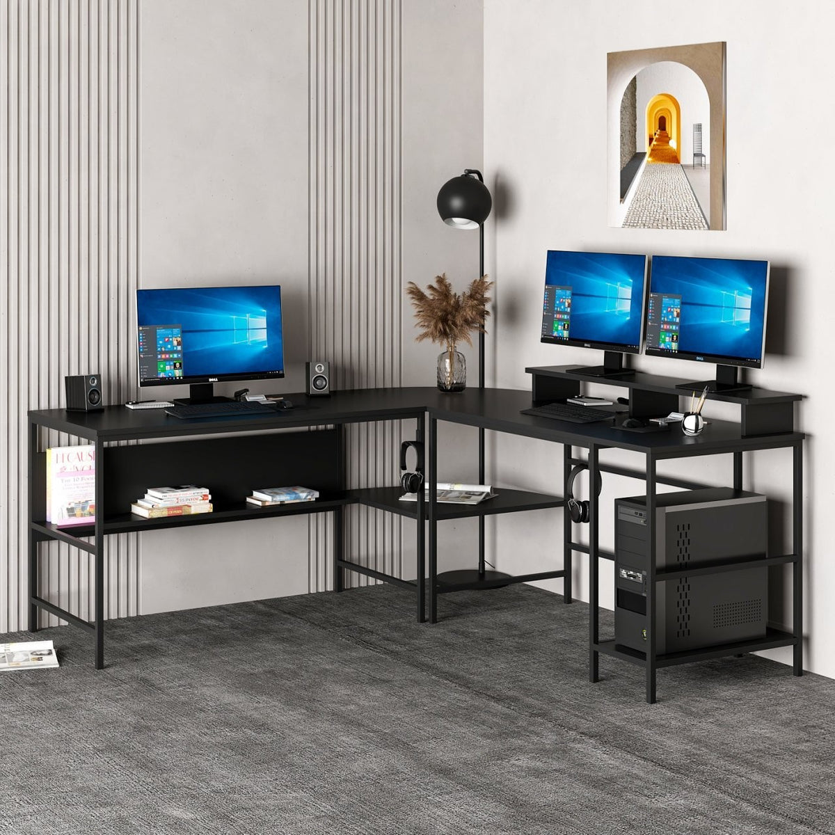 Γραφείο Geri Μαύρο 180x60x74 εκ. Μελαμίνης Κωδ. 7042 - Pakobazaar