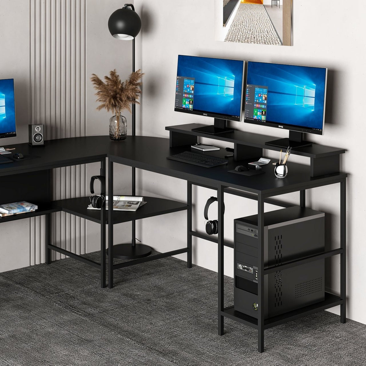 Γραφείο Geri Μαύρο 180x60x74 εκ. Μελαμίνης Κωδ. 7042 - Pakobazaar