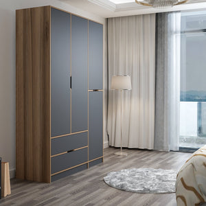 Ντουλάπα Mathraki Ανθρακί - Χρυσό 140x52x208 εκ. Μελαμίνης