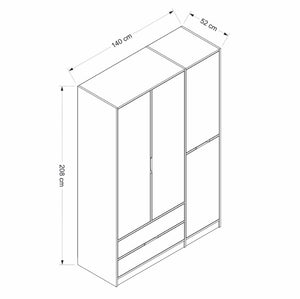 Ντουλάπα Mathraki Ανθρακί - Χρυσό 140x52x208 εκ. Μελαμίνης