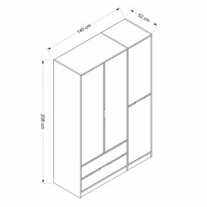 Ντουλάπα Mathraki Λευκό - Χρυσό 140x52x208 εκ. Μελαμίνης