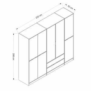 Ντουλάπα Mathraki Λευκό - Χρυσό 232x52x208 εκ. Μελαμίνης