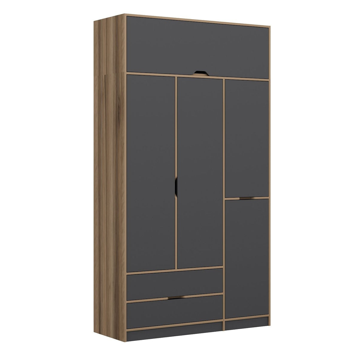 Ντουλάπα Mathraki Ανθρακί - Χρυσό 140x52x253 εκ. Μελαμίνης