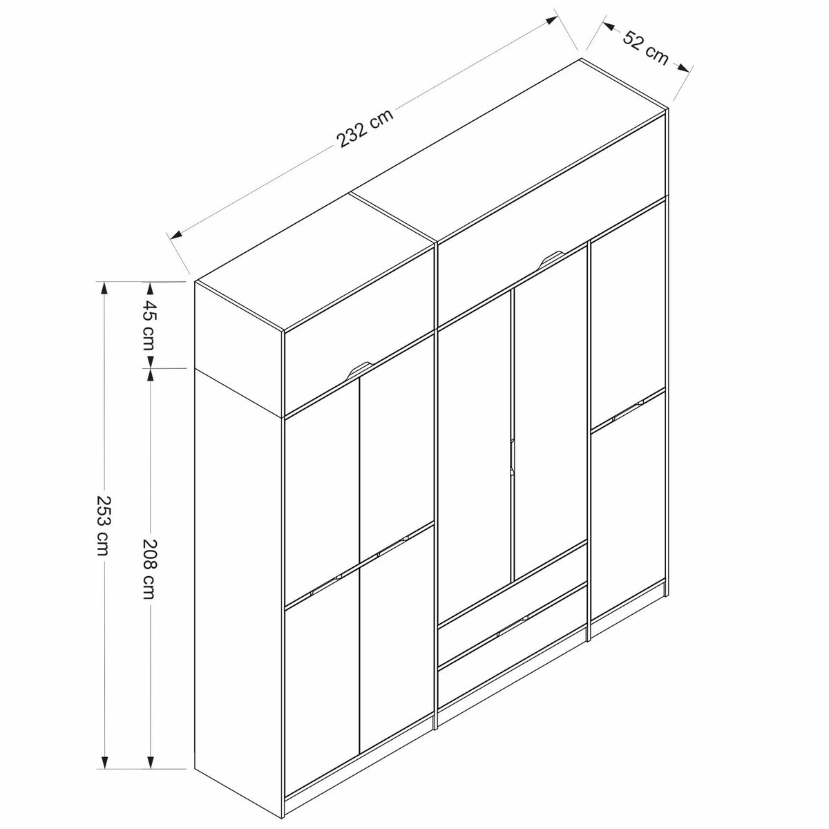 Ντουλάπα Mathraki Λευκό - Χρυσό 232x52x253 εκ. Μελαμίνης