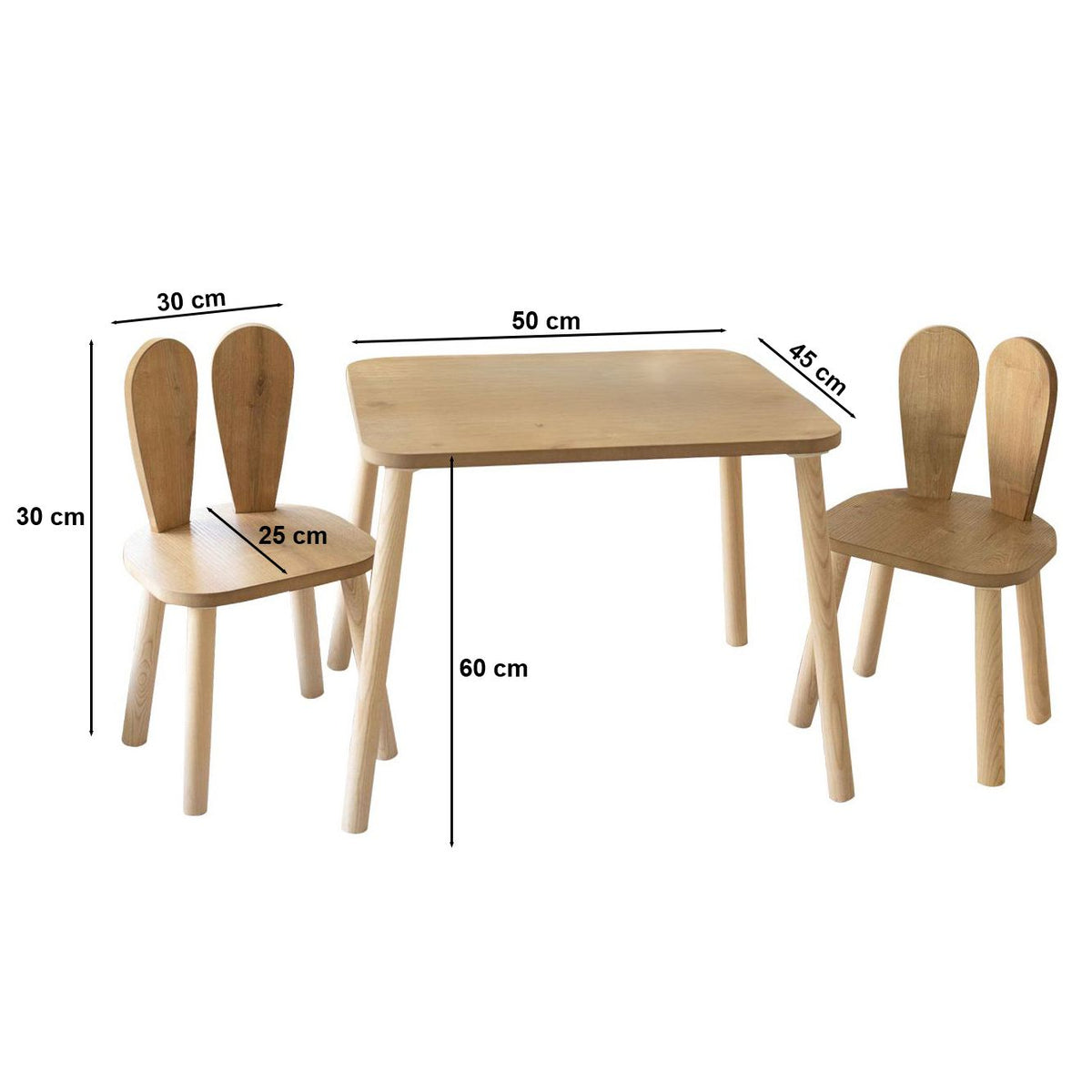 Παιδικό Σετ Τραπεζιού Kinaros Ξύλινο Καφέ 50x45x60 εκ. MDF