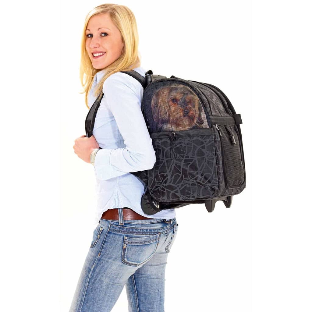 FLAMINGO Τρόλεϊ Μεταφοράς Κατοικίδιου Izzie Μαύρο 32 x 29 x 52 εκ.