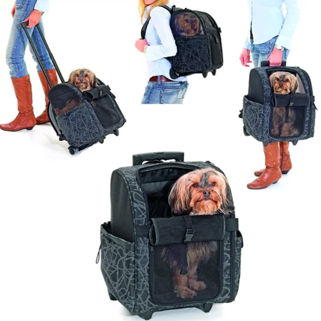 FLAMINGO Τρόλεϊ Μεταφοράς Κατοικίδιου Izzie Μαύρο 32 x 29 x 52 εκ.