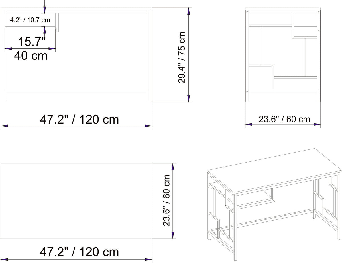 Γραφείο Aperathos Λευκό 120x60x75 εκ. Μελαμίνης