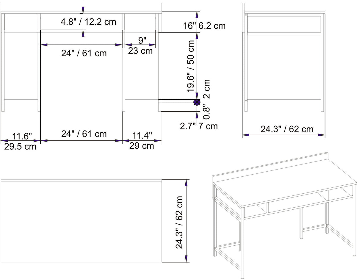 Γραφείο Lagoudera Λευκό 119.5x62x65.2 εκ. Μελαμίνης