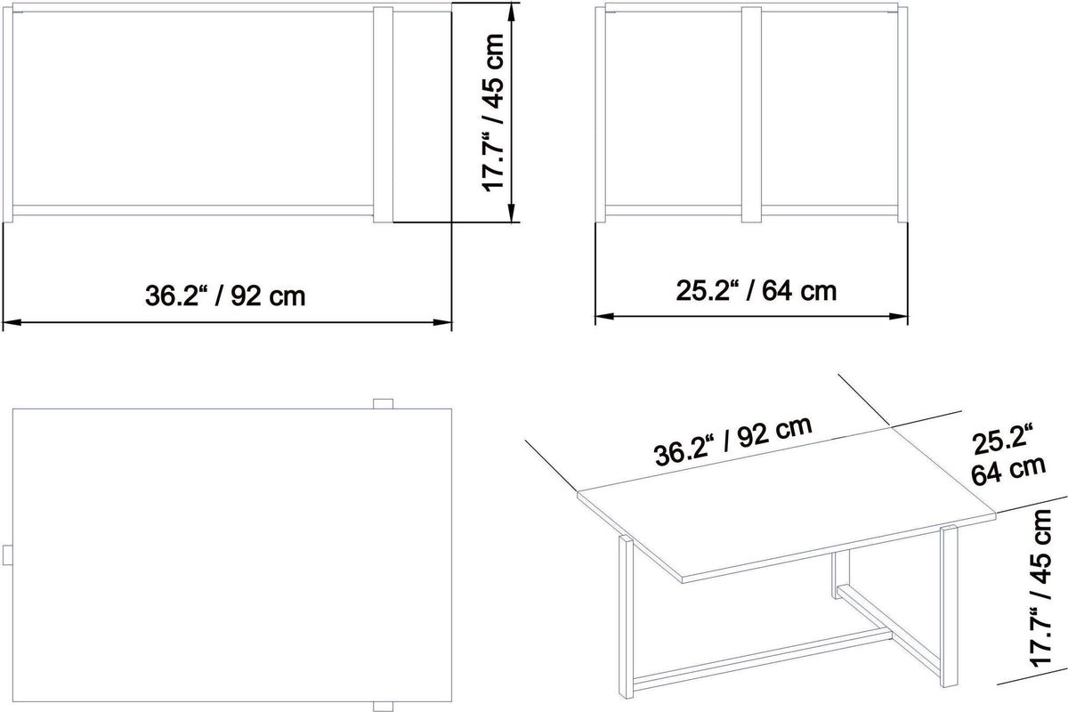 Τραπεζάκι Σαλονιού Polystypos Χρυσό 92x64x45 εκ. Μελαμίνης